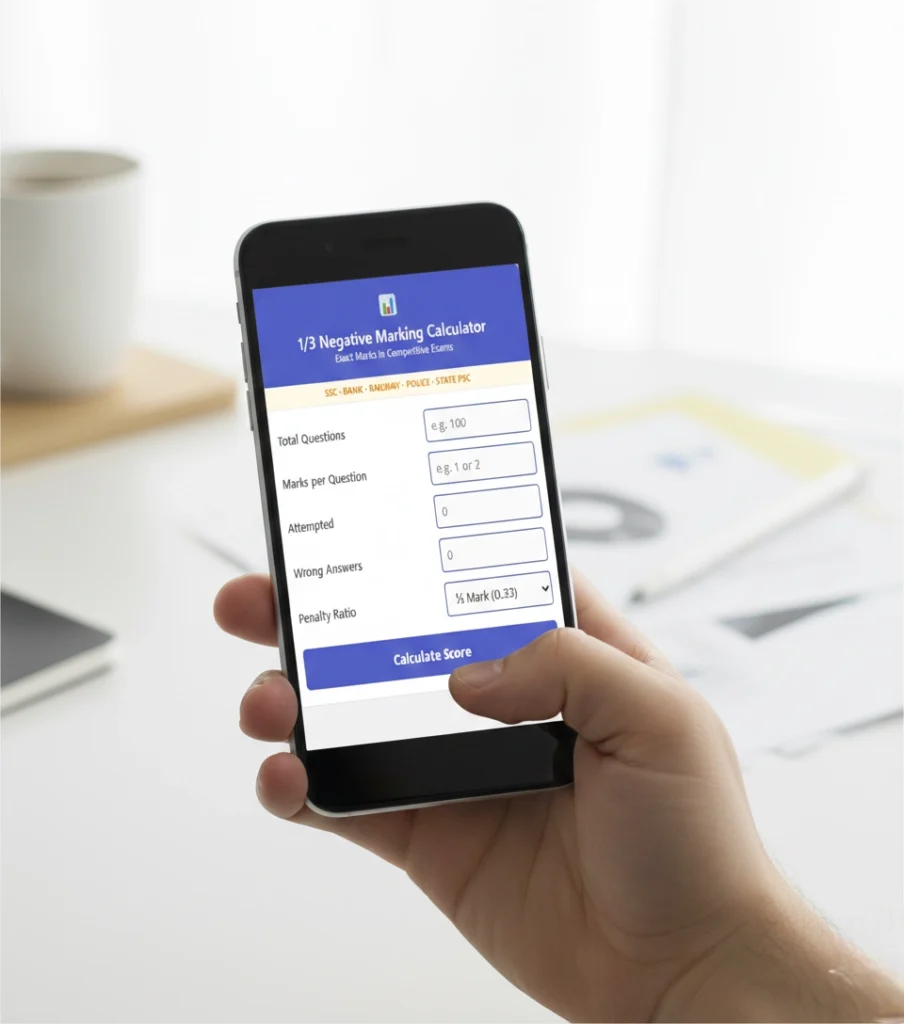 1/3 Negative Marking Calculator (0.33 ) for UPSC & RRB