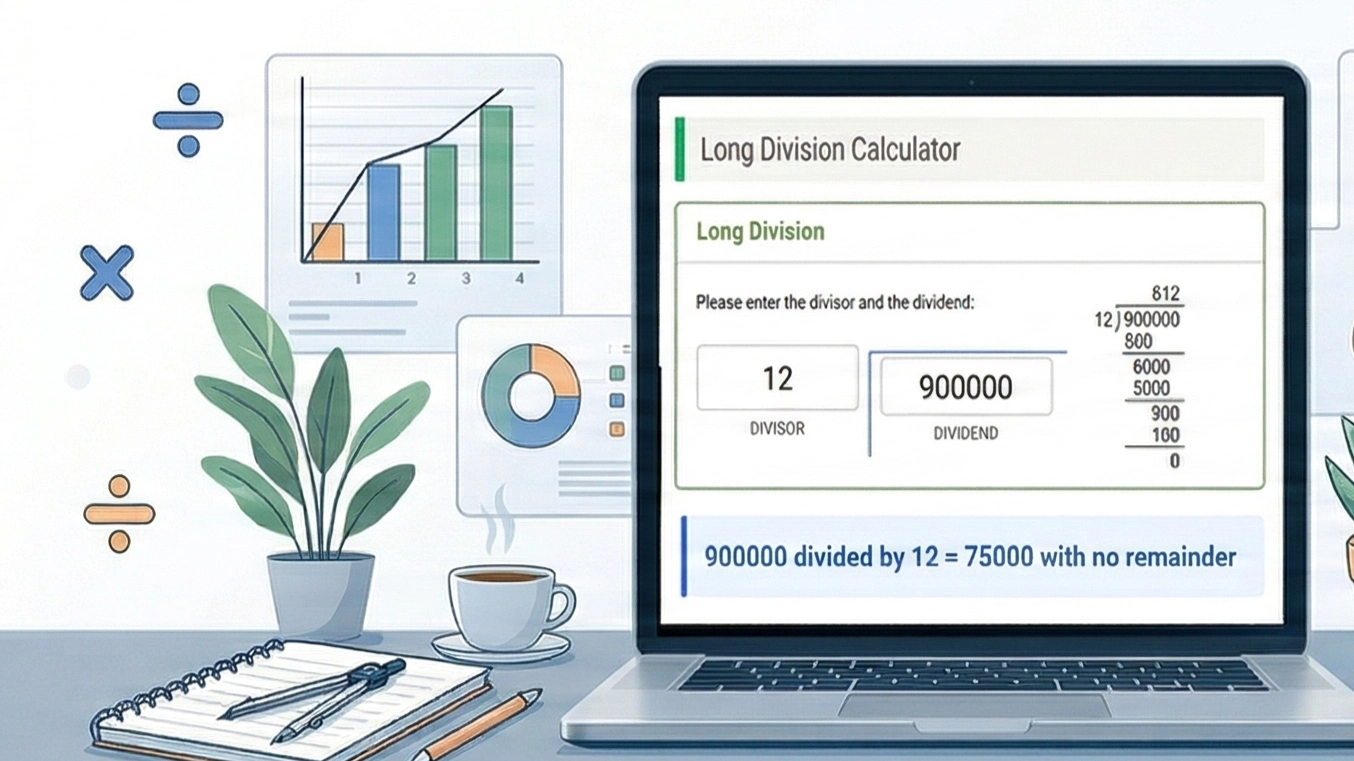 Free Long Division Calculator – Quotient, Remainder & Steps
