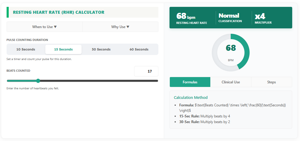 Resting Heart Rate (RHR) Calculator