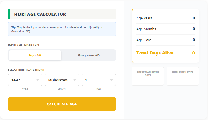 What Is My Islamic Age – Islamic Age Calculator (Hijri DOB)