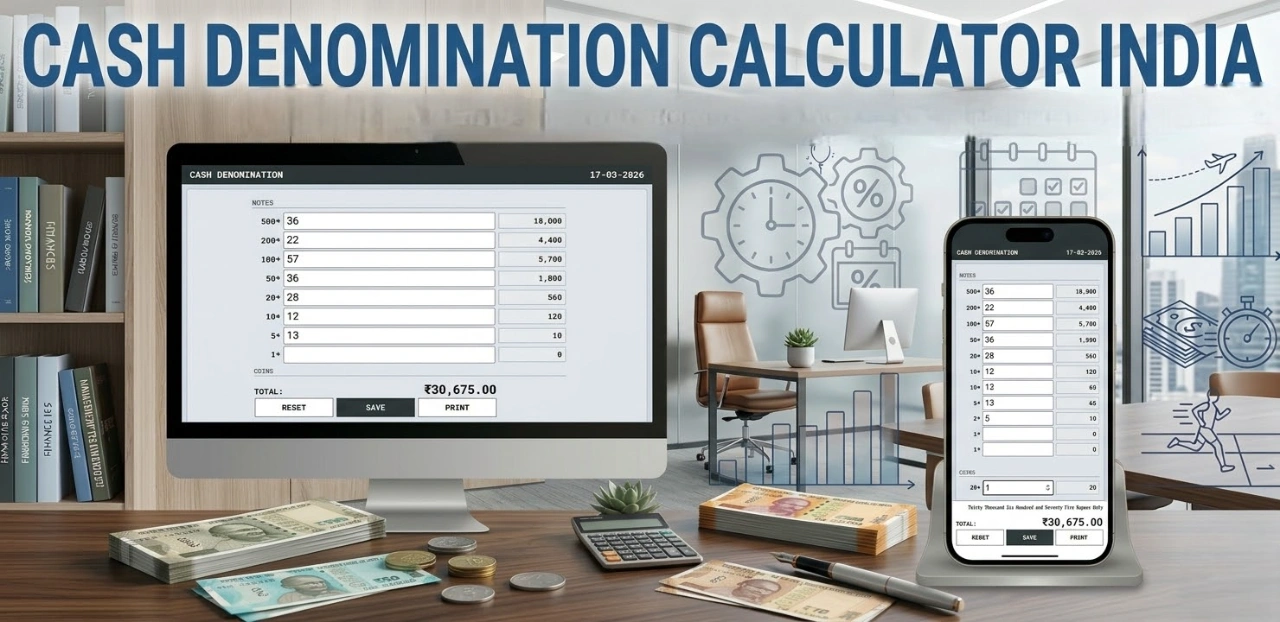 Cash Denomination Calculator India - Count Notes & Coins