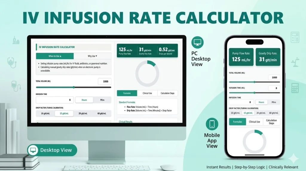 IV Infusion Rate Calculator | IV Flow Rate Calculator