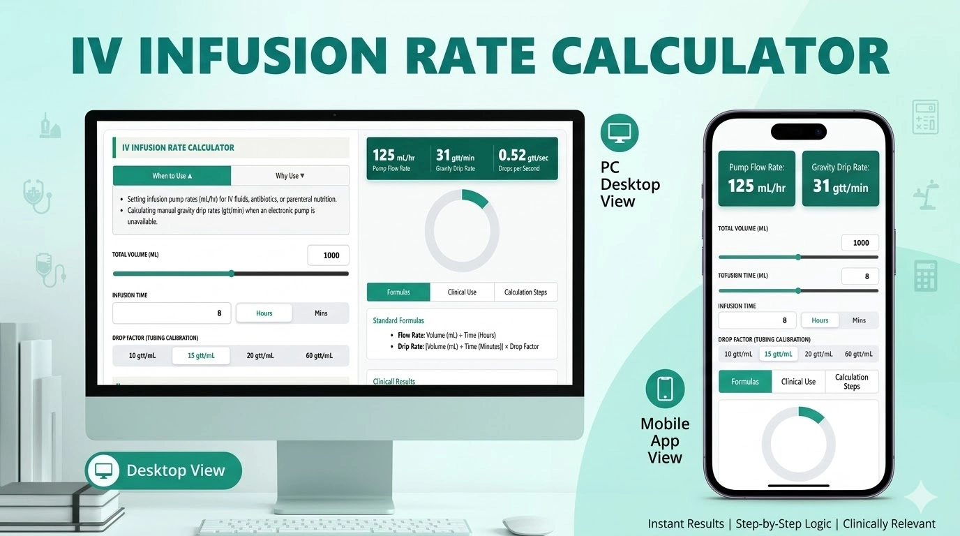 IV Infusion Rate Calculator | IV Flow Rate Calculator
