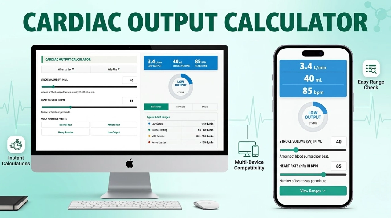 Cardiac Output Calculator – Calculate CO (L/min) Easily