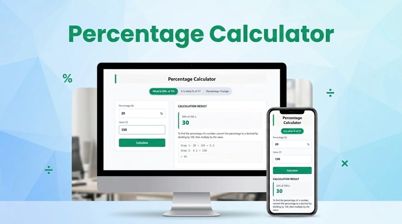 Online Percentage Calculator – % of Number, % Change & More