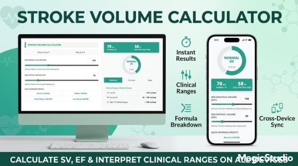 Stroke Volume Calculator – Calculate SV Easily (EDV–ESV)